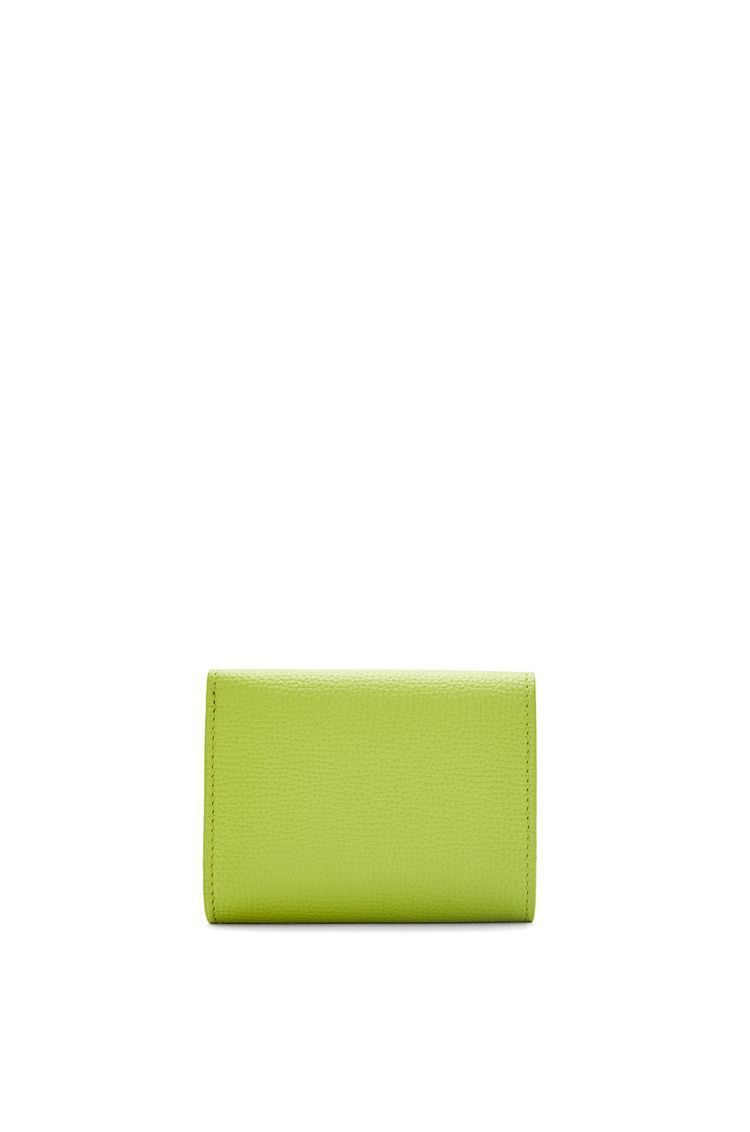 Anagram trifold wallet in pebble grain calfskin