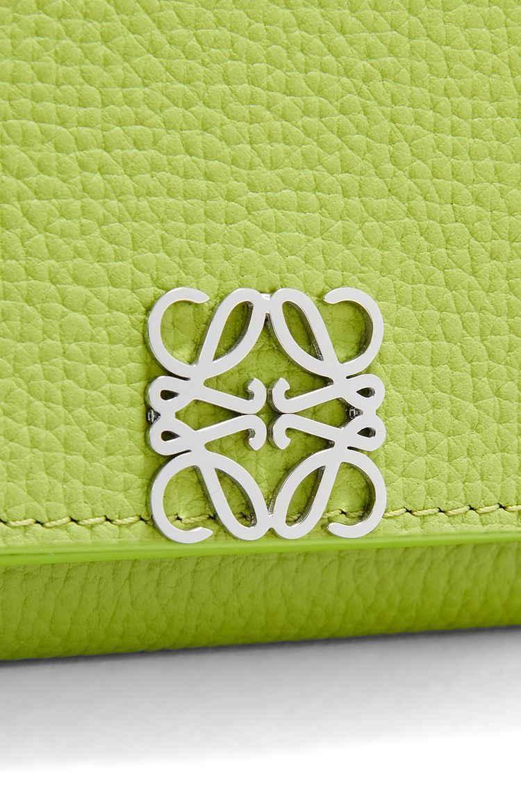 Anagram trifold wallet in pebble grain calfskin