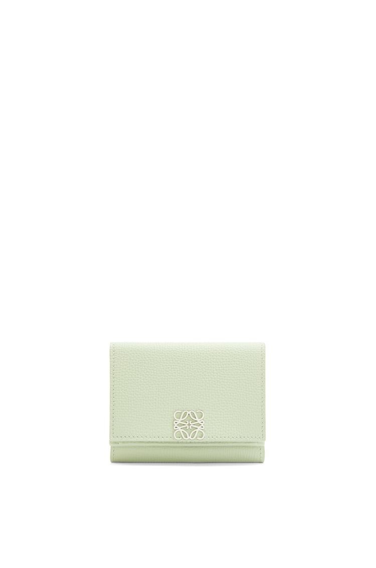 Anagram trifold wallet in pebble grain calfskin