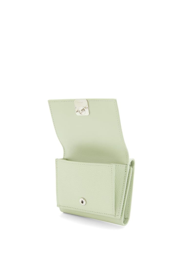 Anagram trifold wallet in pebble grain calfskin