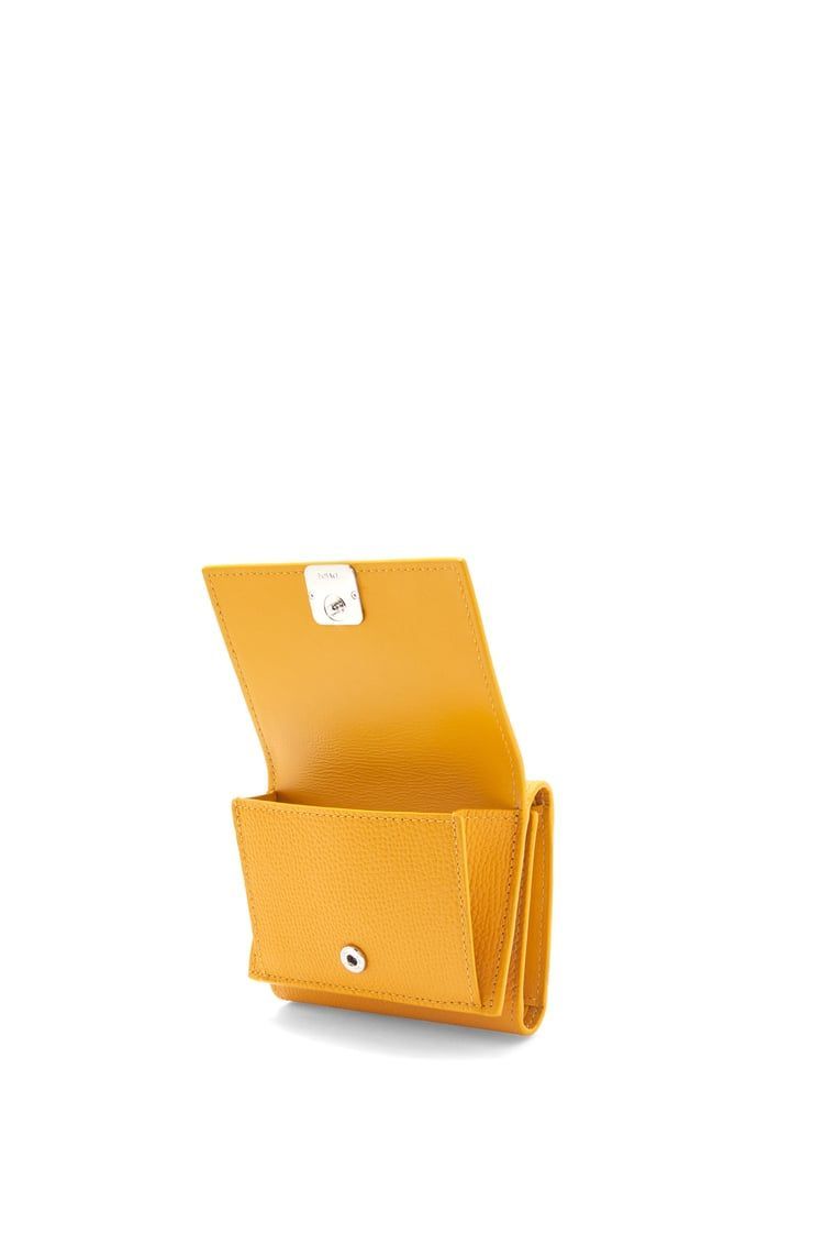Anagram trifold wallet in pebble grain calfskin