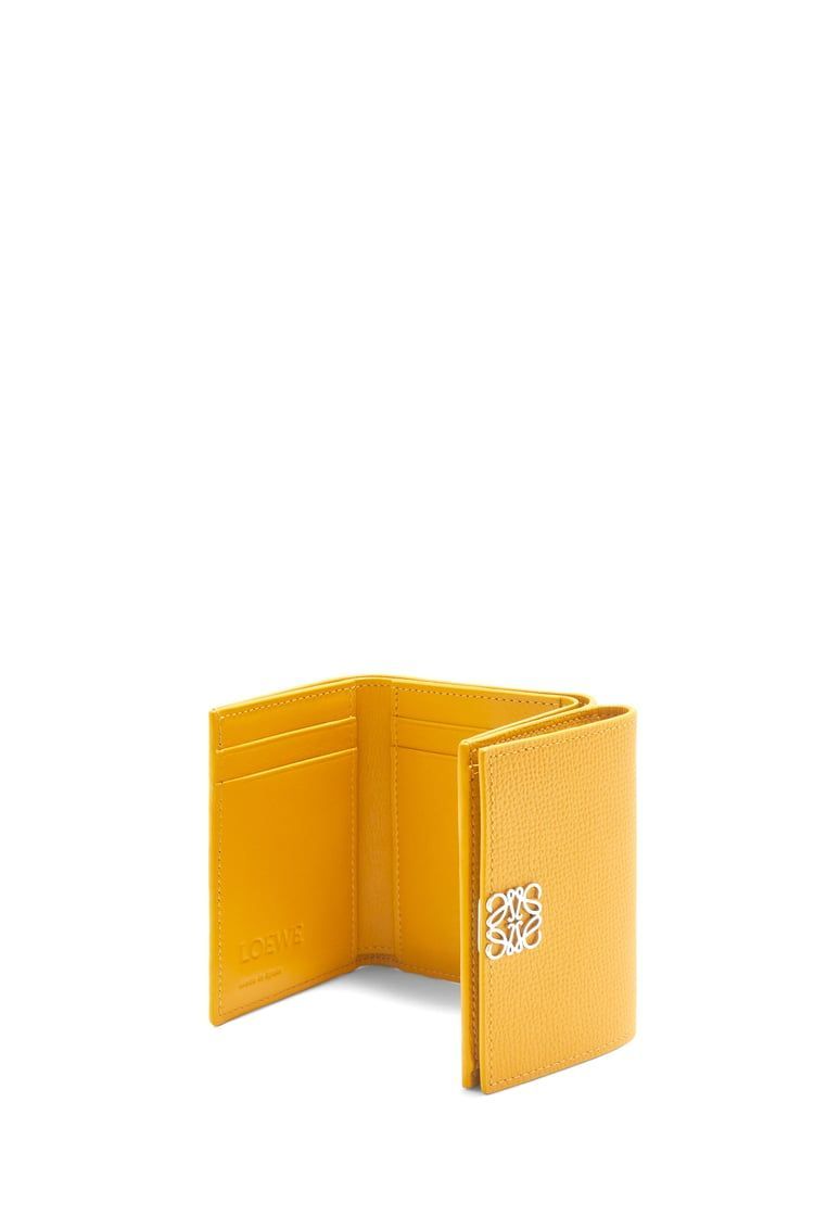 Anagram trifold wallet in pebble grain calfskin