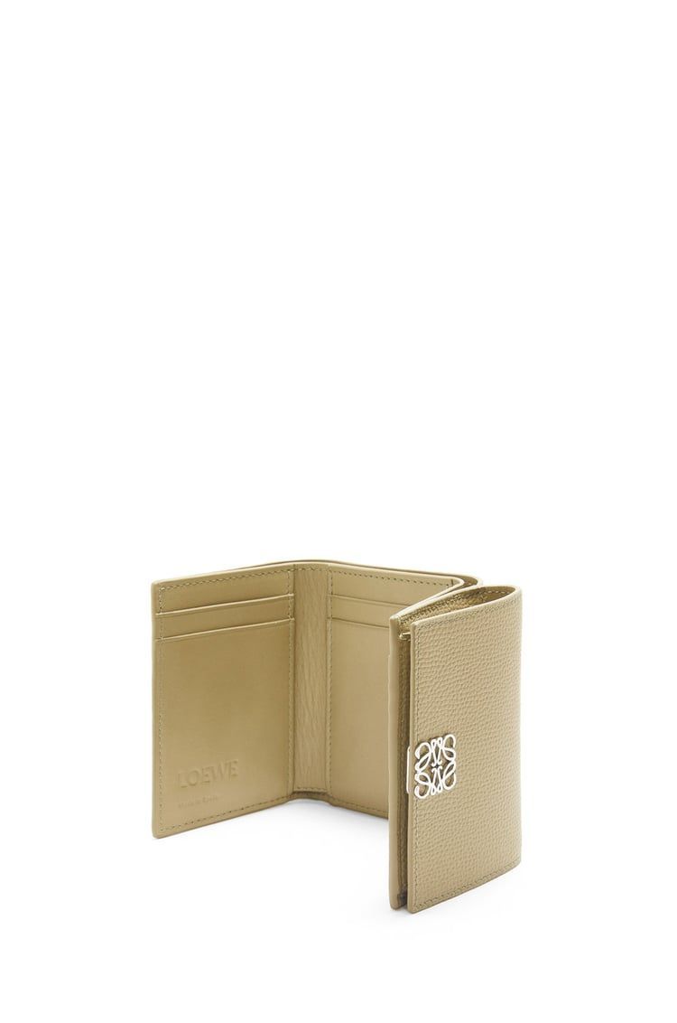 Anagram trifold wallet in pebble grain calfskin
