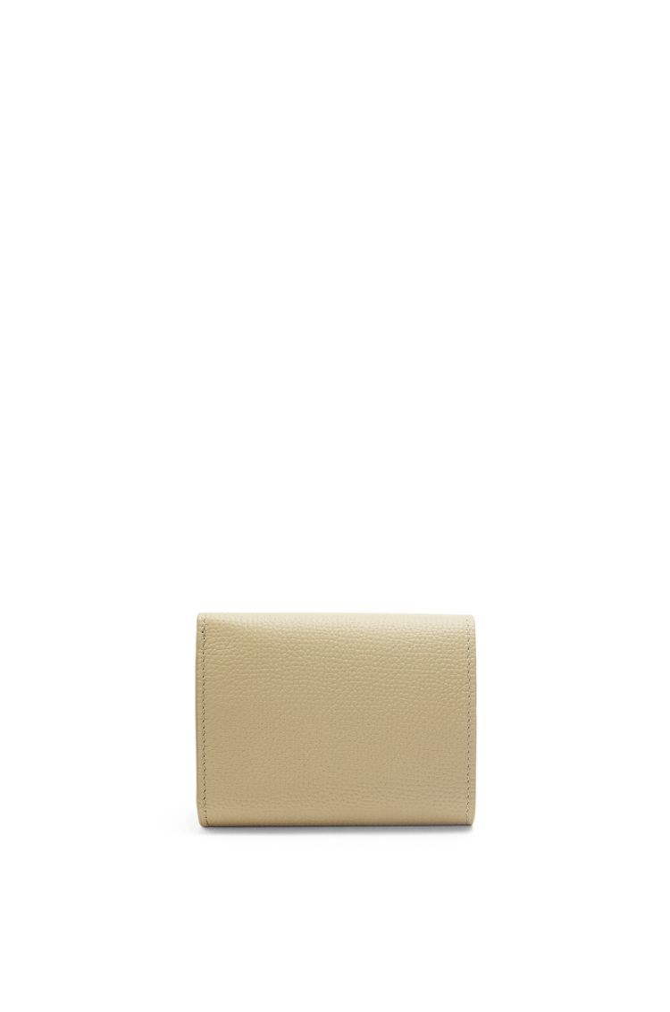 Anagram trifold wallet in pebble grain calfskin