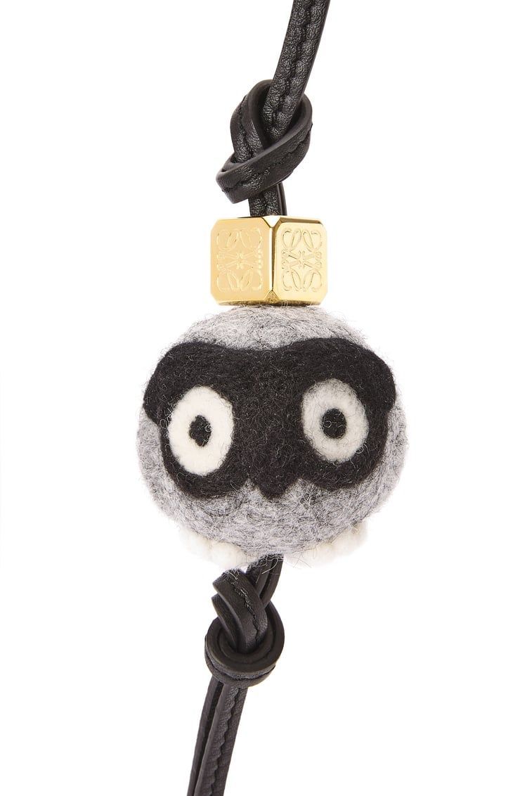 Owl charm in felt and calfskin