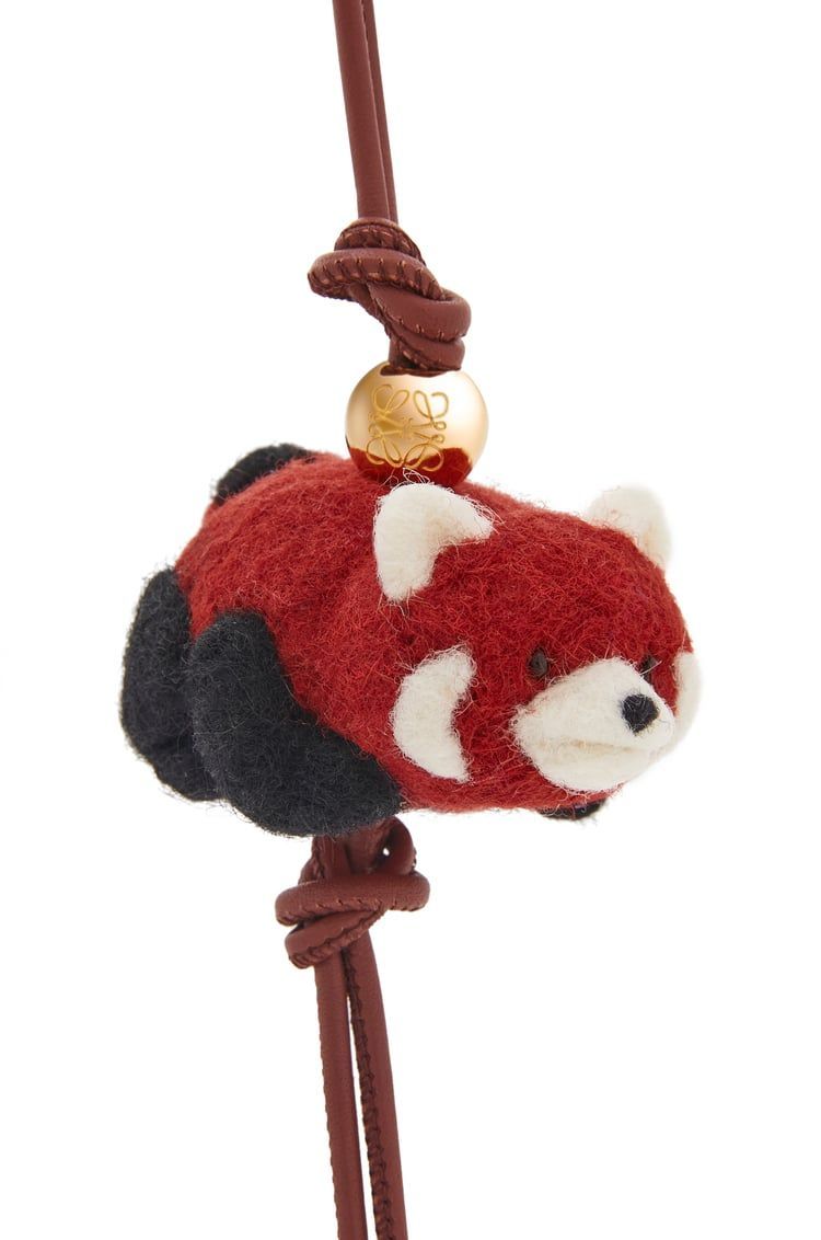Red panda charm in felt and calfskin