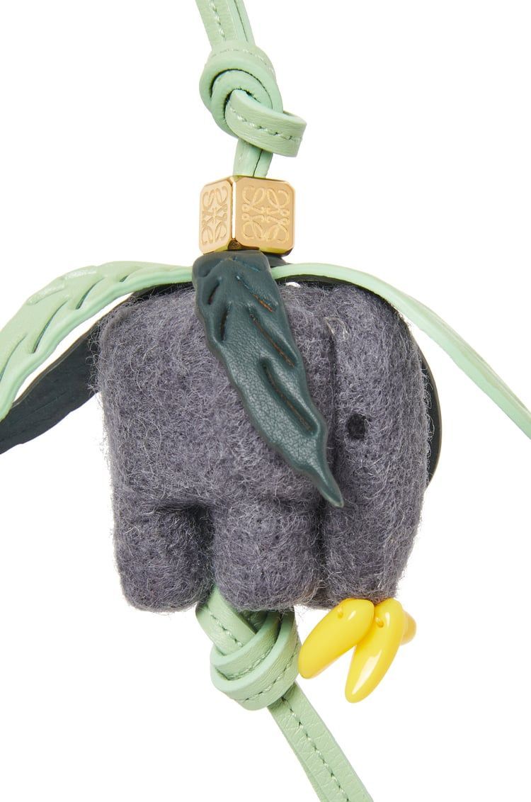 Elephant charm in felt and calfskin