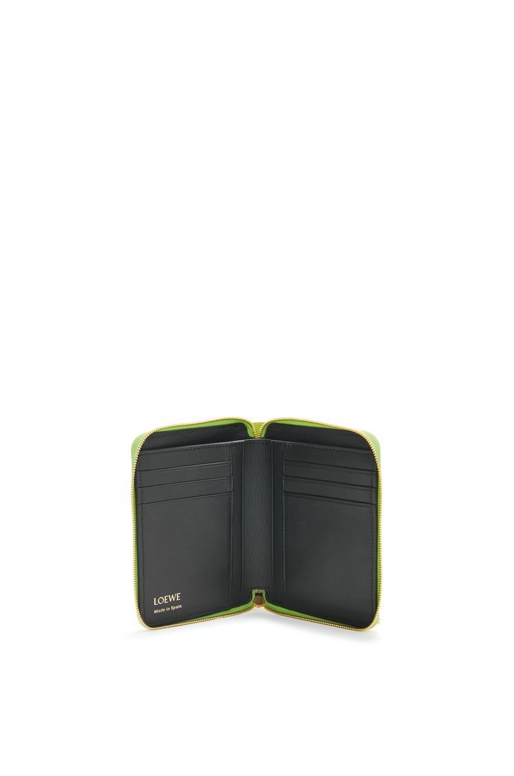 Knot compact zip around wallet in shiny nappa calfskin