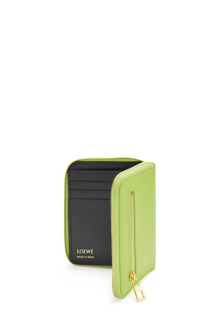 Knot compact zip around wallet in shiny nappa calfskin