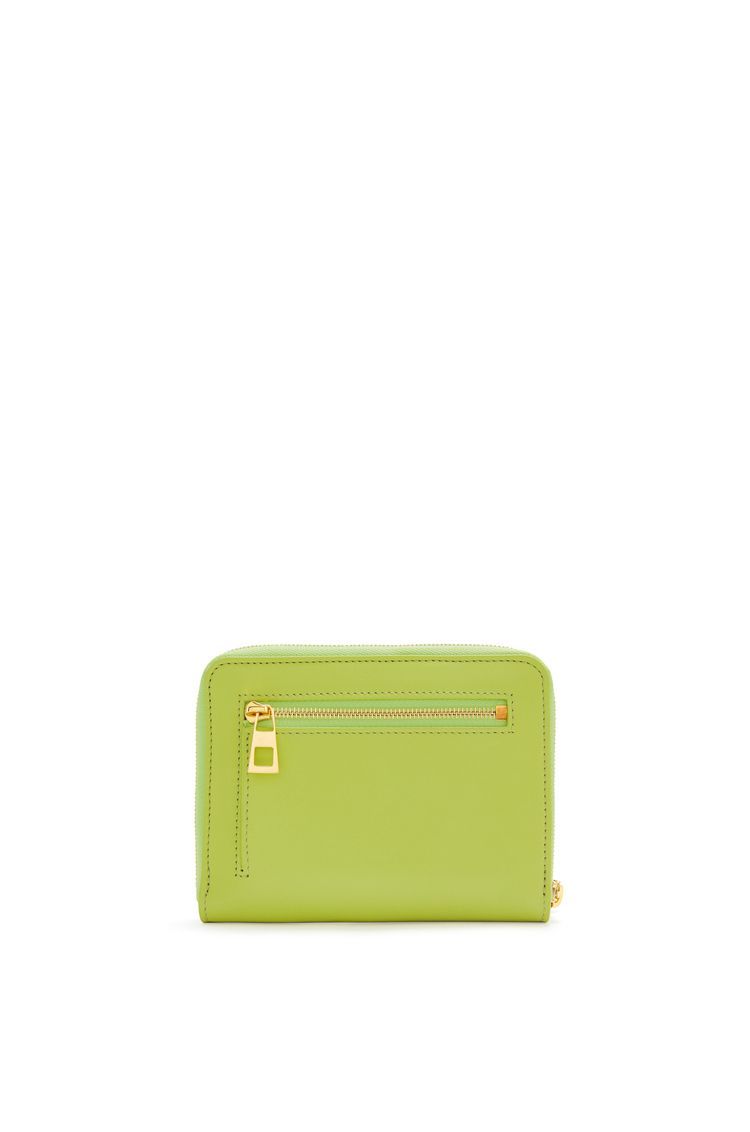 Knot compact zip around wallet in shiny nappa calfskin