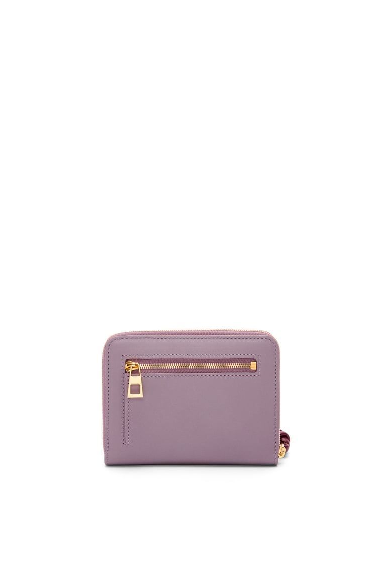 Knot compact zip around wallet in shiny nappa calfskin