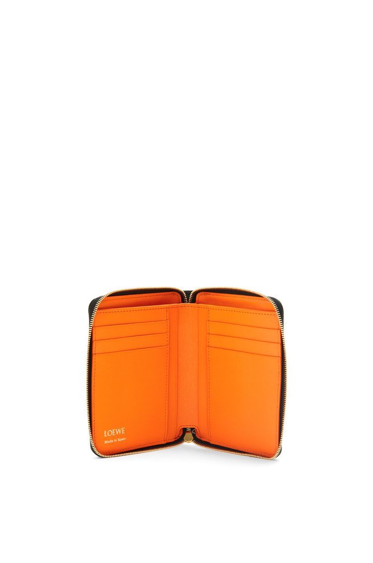 Knot compact zip around wallet in shiny nappa calfskin