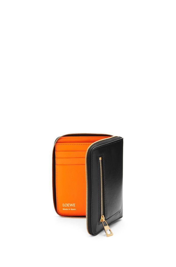 Knot compact zip around wallet in shiny nappa calfskin