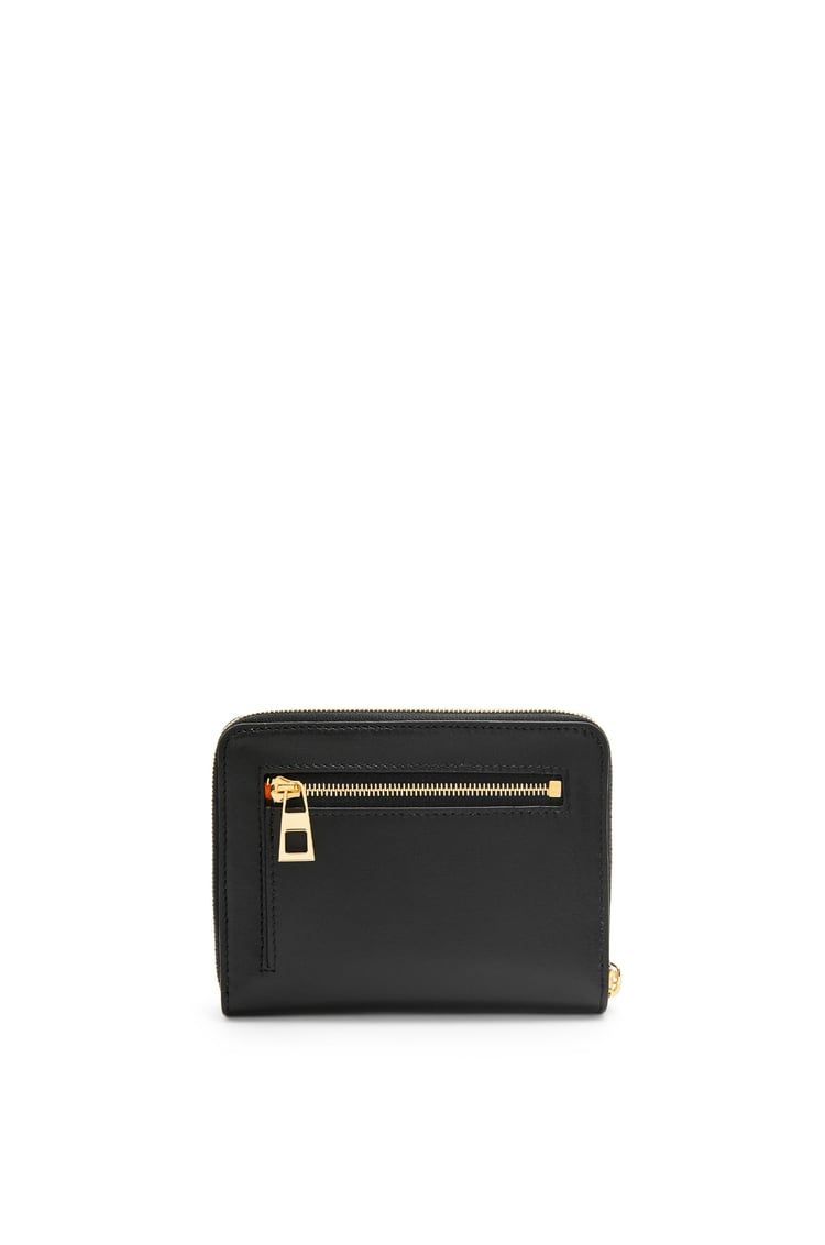 Knot compact zip around wallet in shiny nappa calfskin