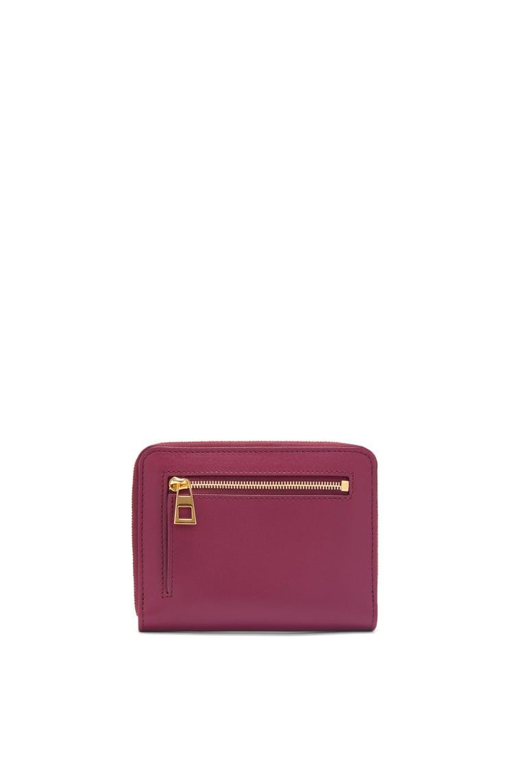 Knot compact zip around wallet in shiny nappa calfskin