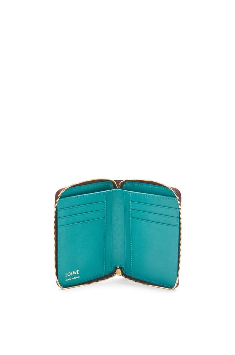 Knot compact zip around wallet in shiny nappa calfskin