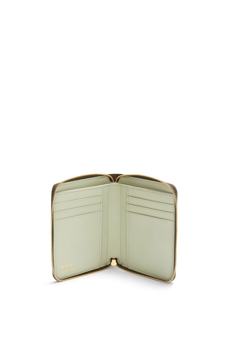 Knot compact zip around wallet in shiny nappa calfskin