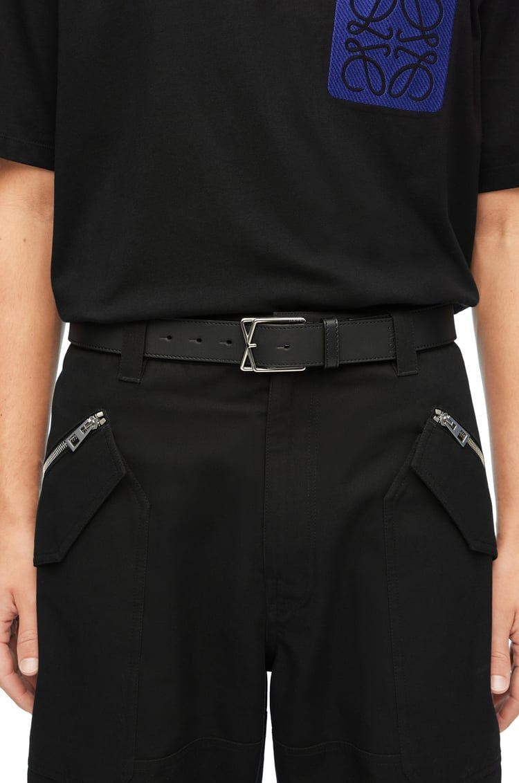 Layered Cross Buckle belt in smooth calfskin