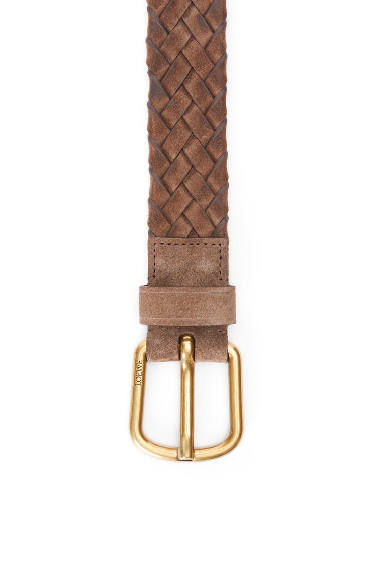 Chunky woven belt in suede calfskin