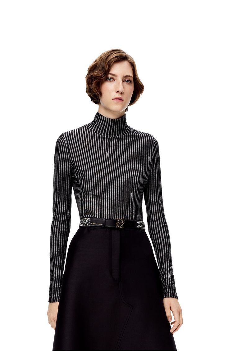 Anagram belt in jacquard and calfskin