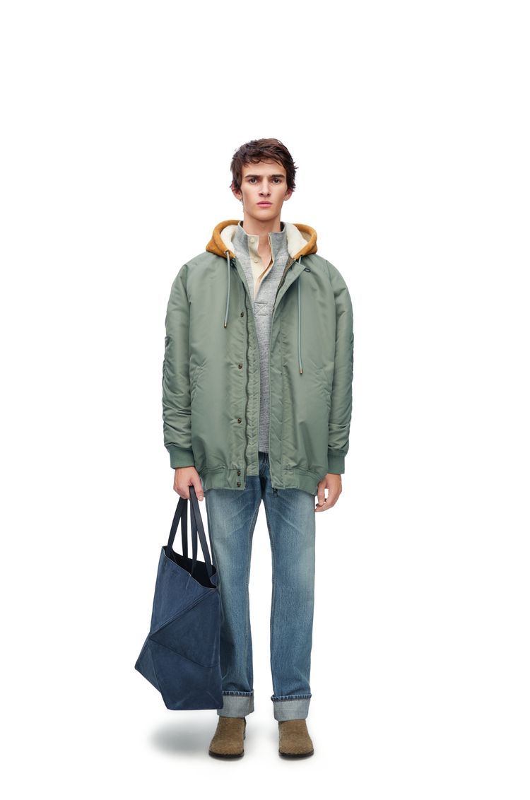 Hooded bomber jacket in nylon