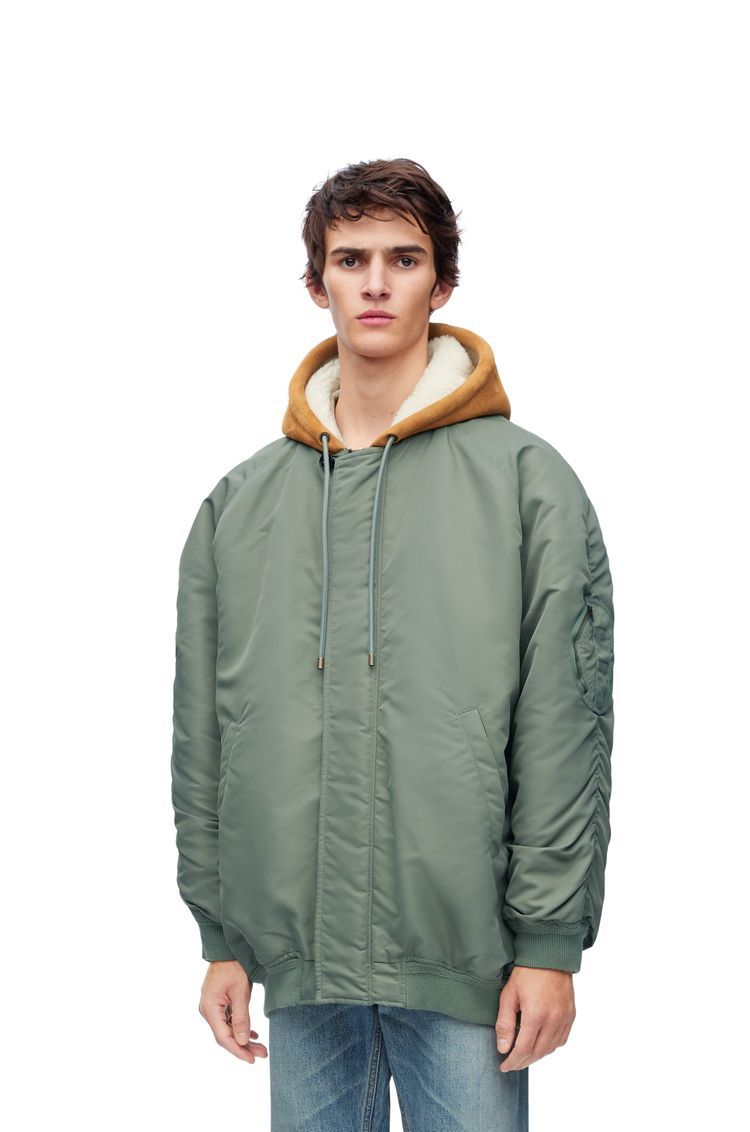 Hooded bomber jacket in nylon
