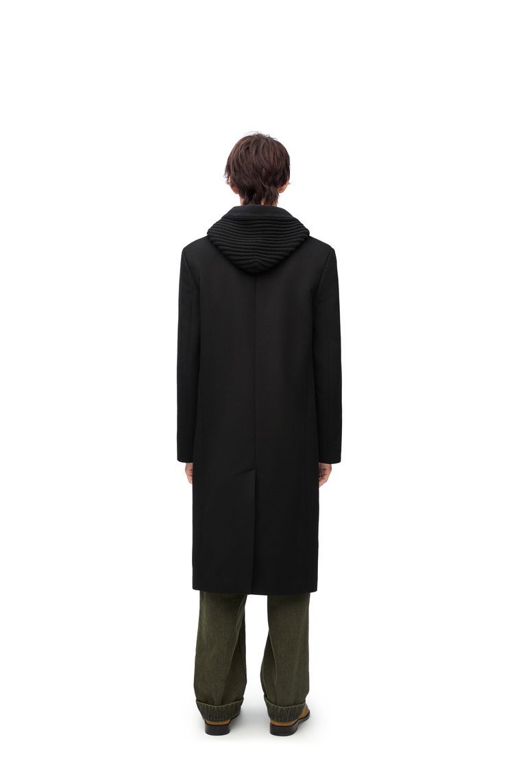 Hooded coat in wool and cashmere