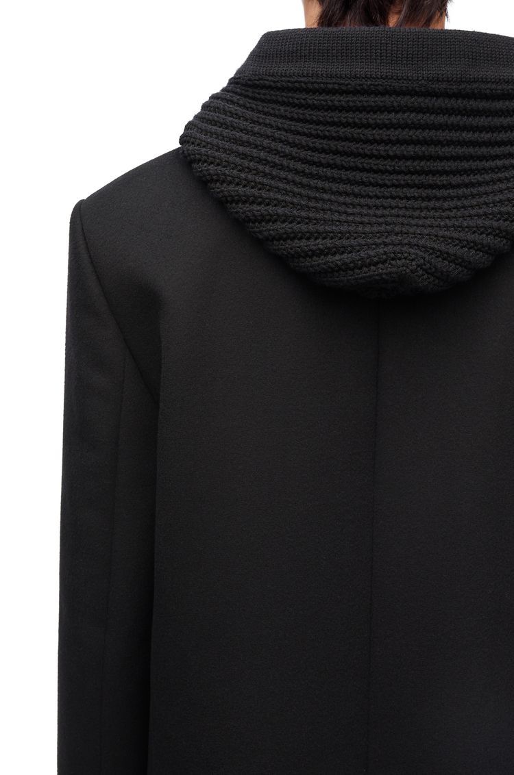 Hooded coat in wool and cashmere