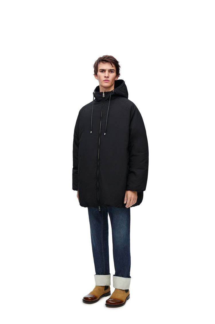 Padded bomber coat in technical cotton