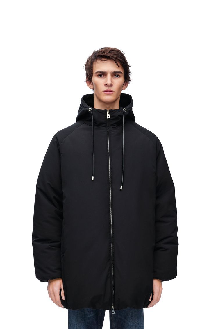 Padded bomber coat in technical cotton