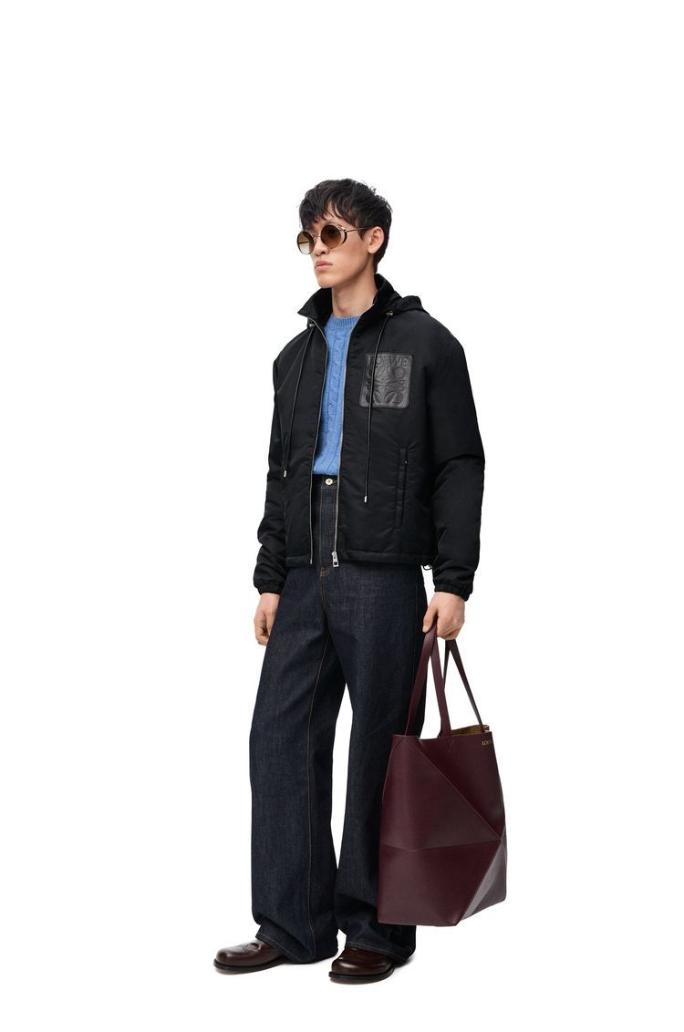 Hooded padded jacket in nylon