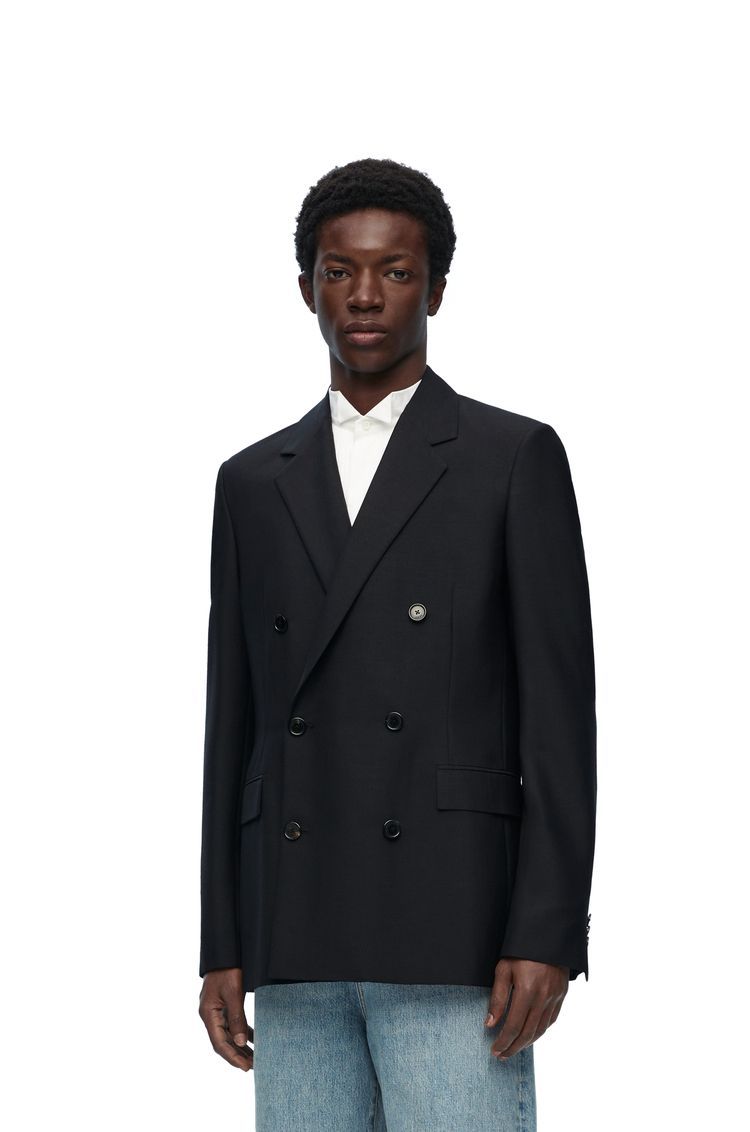 Double breasted jacket in wool and mohair