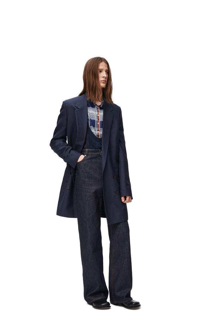 Double breasted jacket in wool and mohair