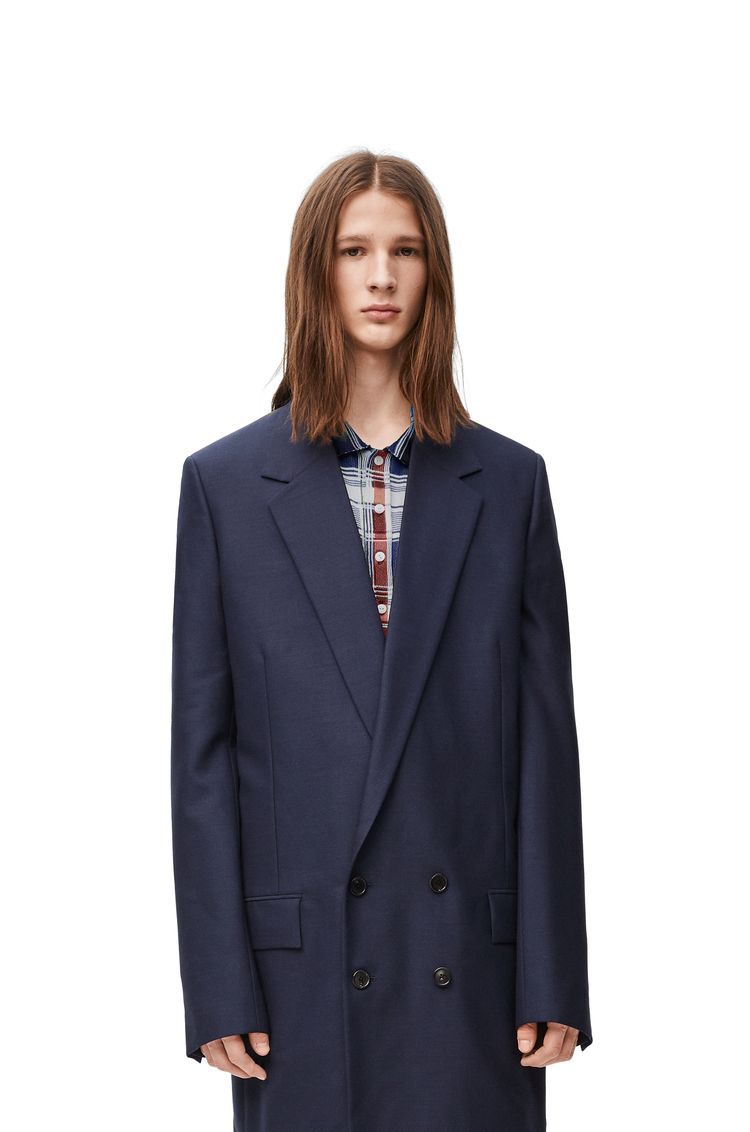 Double breasted jacket in wool and mohair