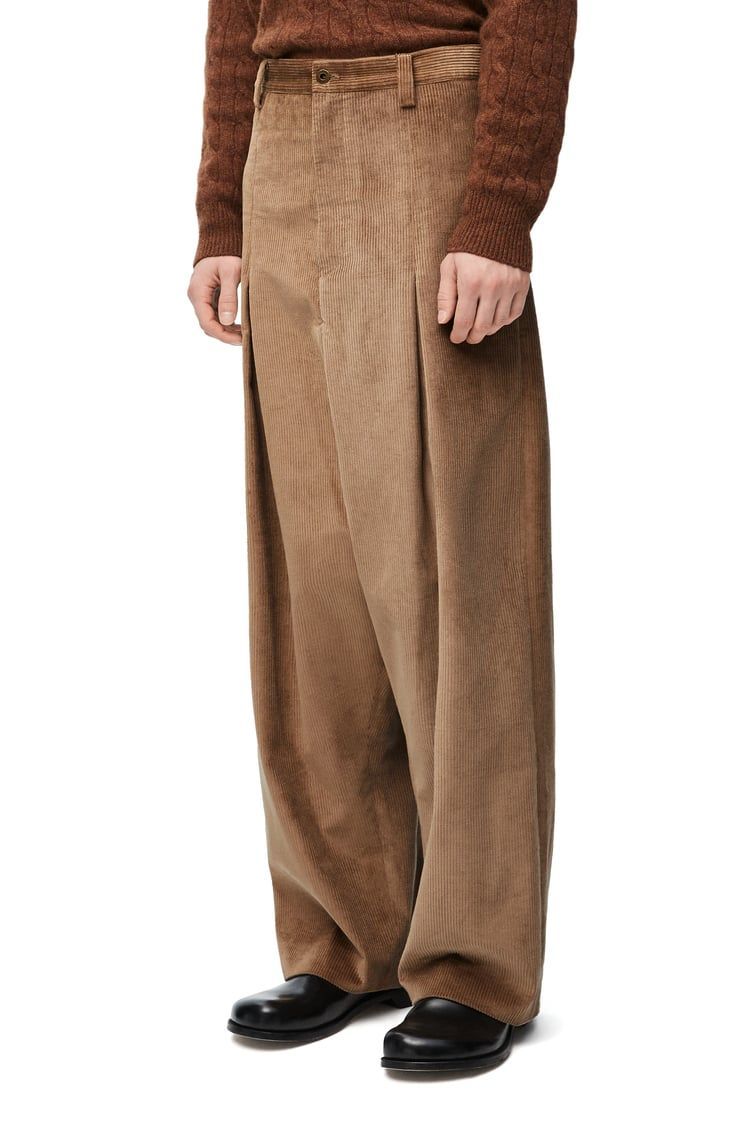 Low crotch trousers in cotton and cashmere