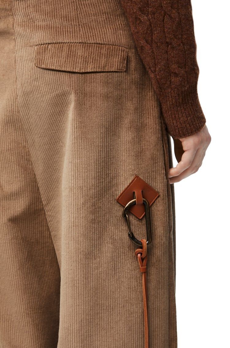 Low crotch trousers in cotton and cashmere