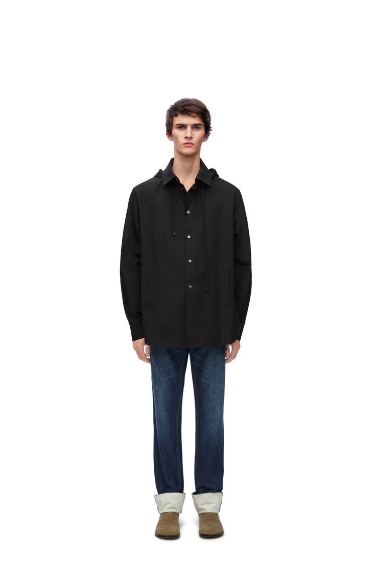 Hooded overshirt in cotton
