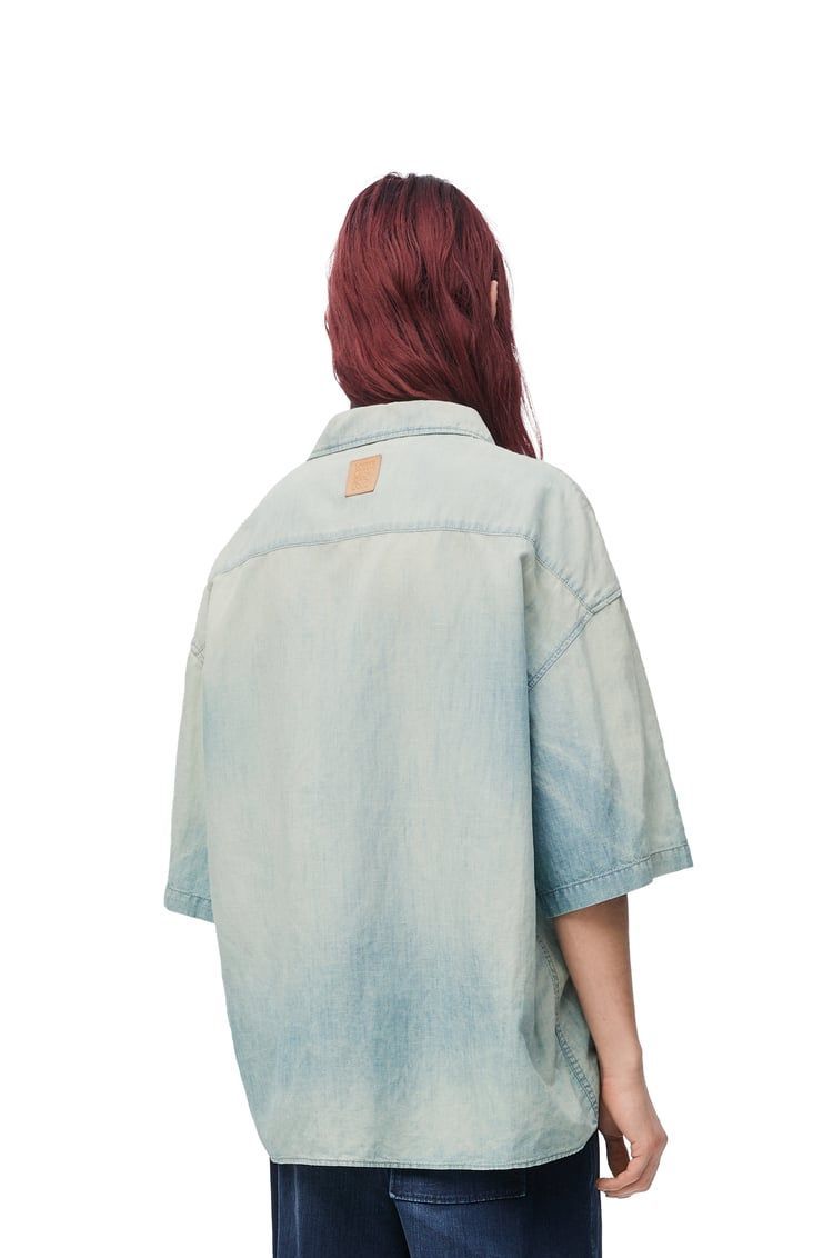 Short sleeve shirt in cotton and linen