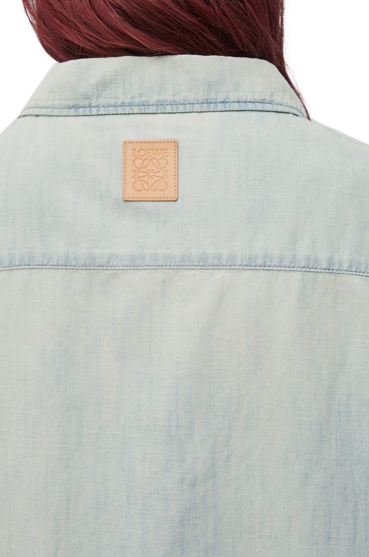 Short sleeve shirt in cotton and linen