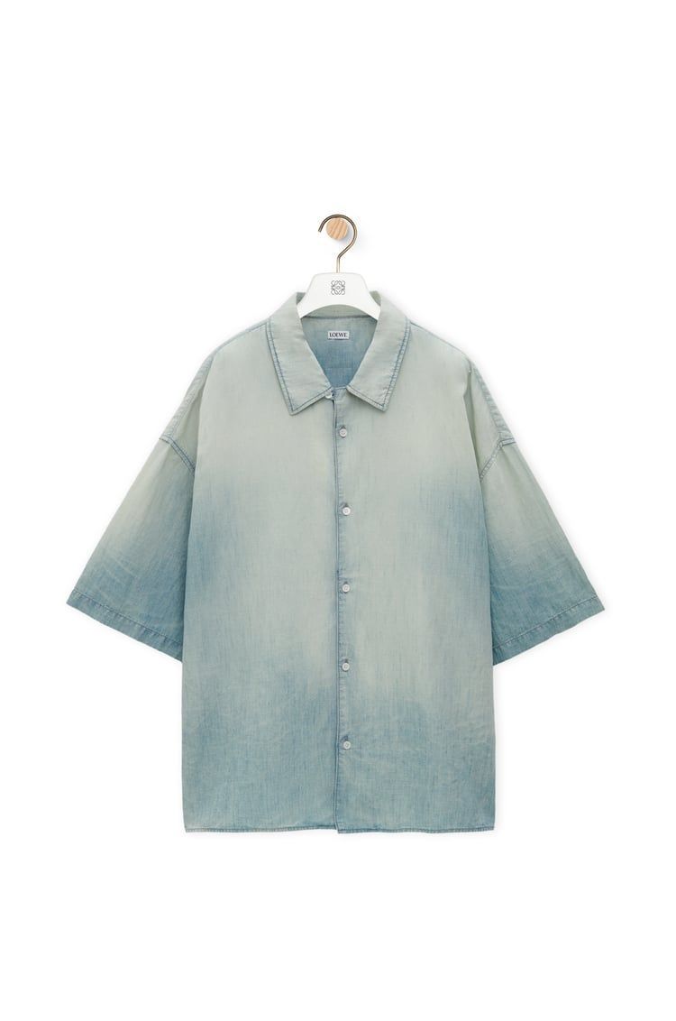 Short sleeve shirt in cotton and linen