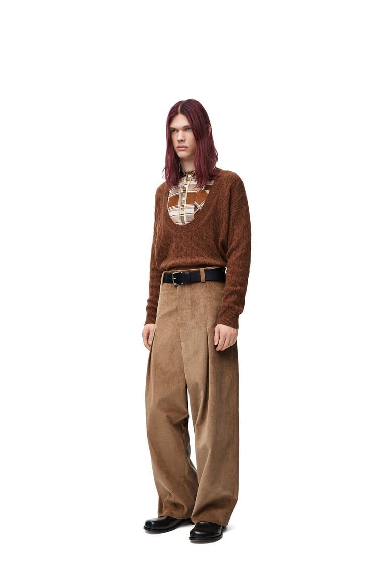 Trompe l'oeil sweater in camel and silk