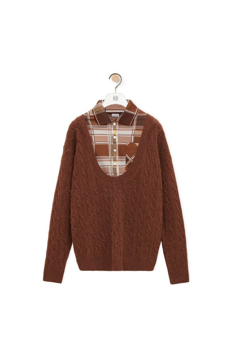Trompe l'oeil sweater in camel and silk