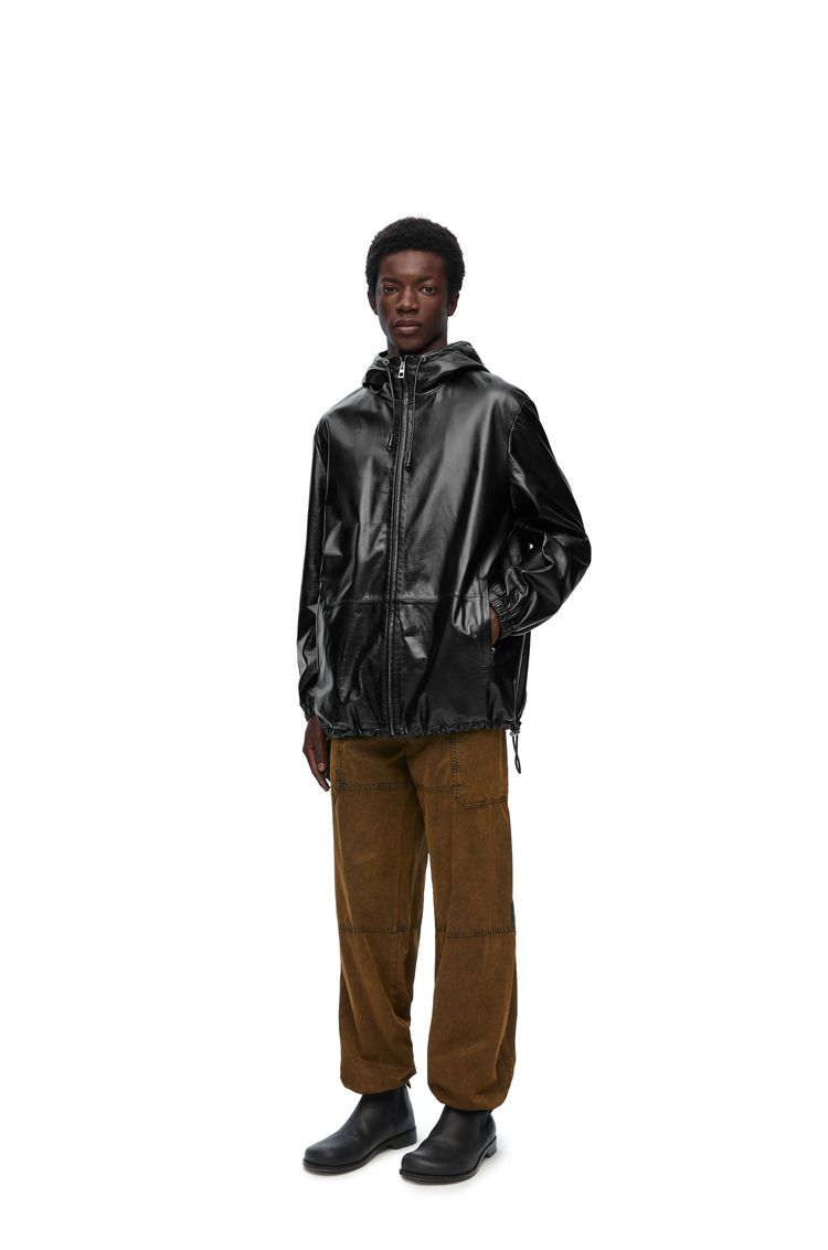 Hooded jacket in nappa lambskin
