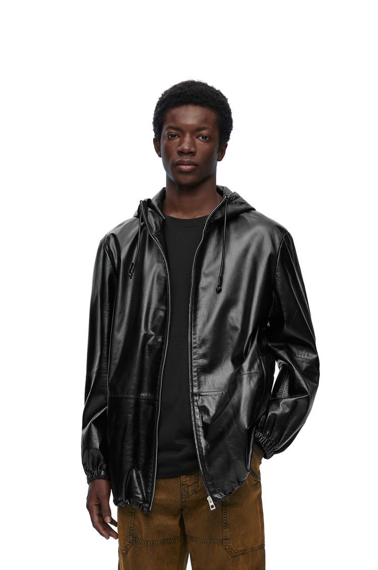Hooded jacket in nappa lambskin
