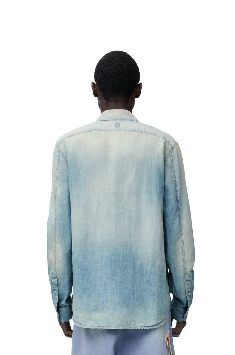 Pleated shirt in cotton and linen