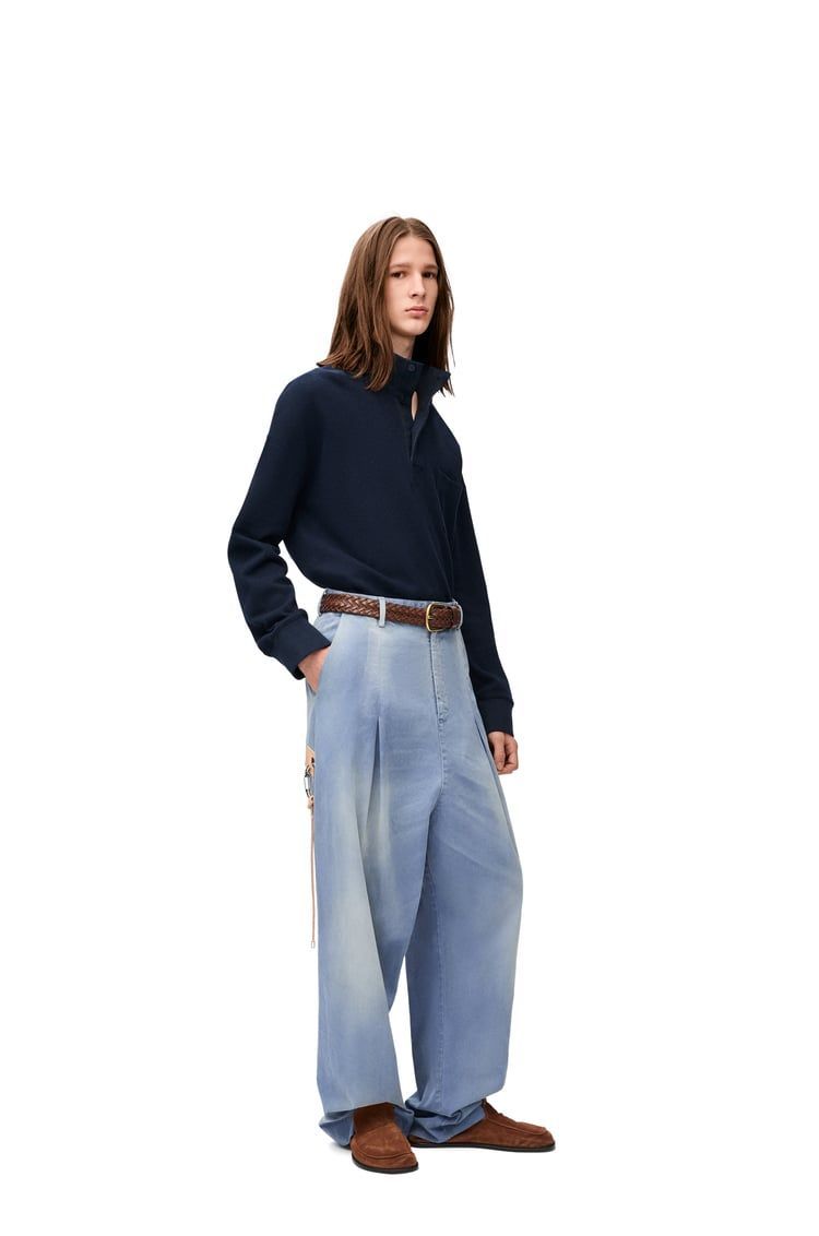 High neck polo in cotton