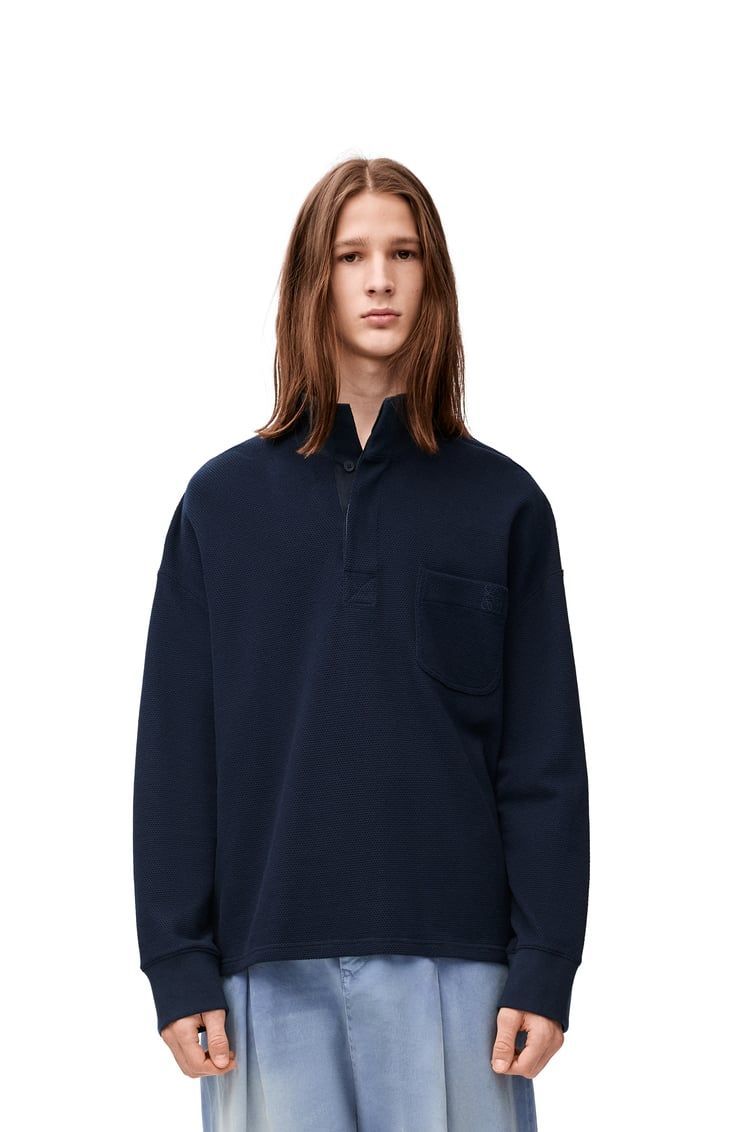 High neck polo in cotton