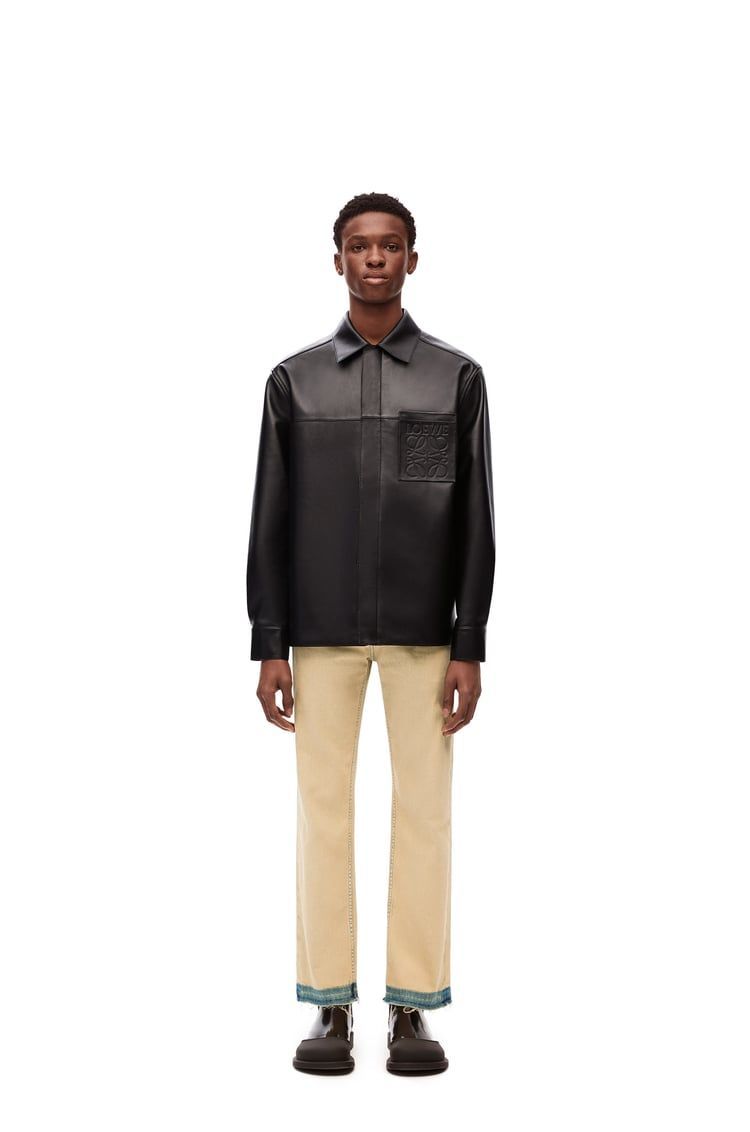 Zip-up overshirt in nappa lambskin