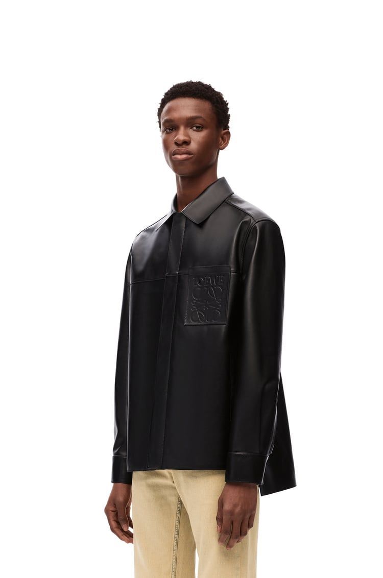 Zip-up overshirt in nappa lambskin