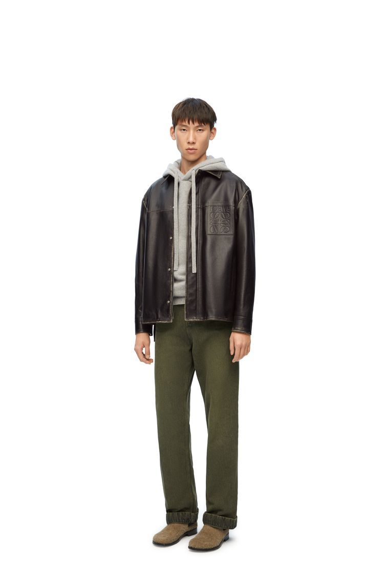 Zip-up overshirt in nappa calfskin